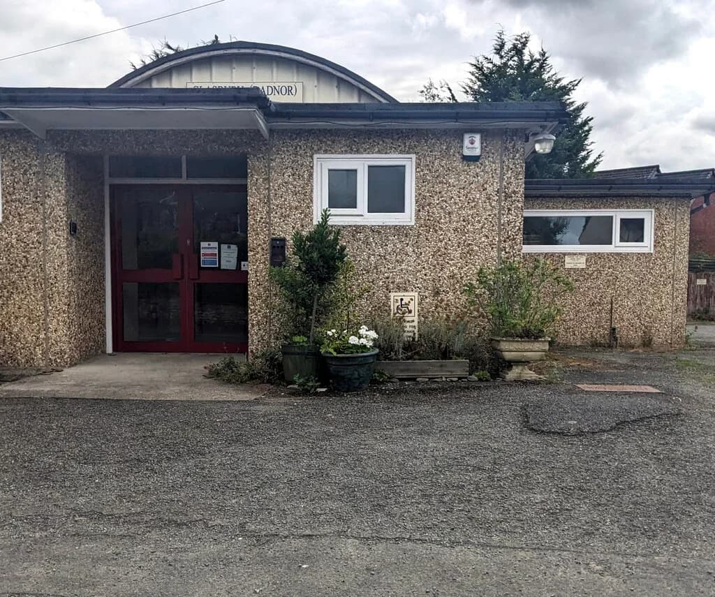 Glasbury (Radnor) Village Hall: Entrance to Glasbury Village Hall, Powys