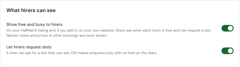 Each switch saves automatically. Check the saved state before leaving.